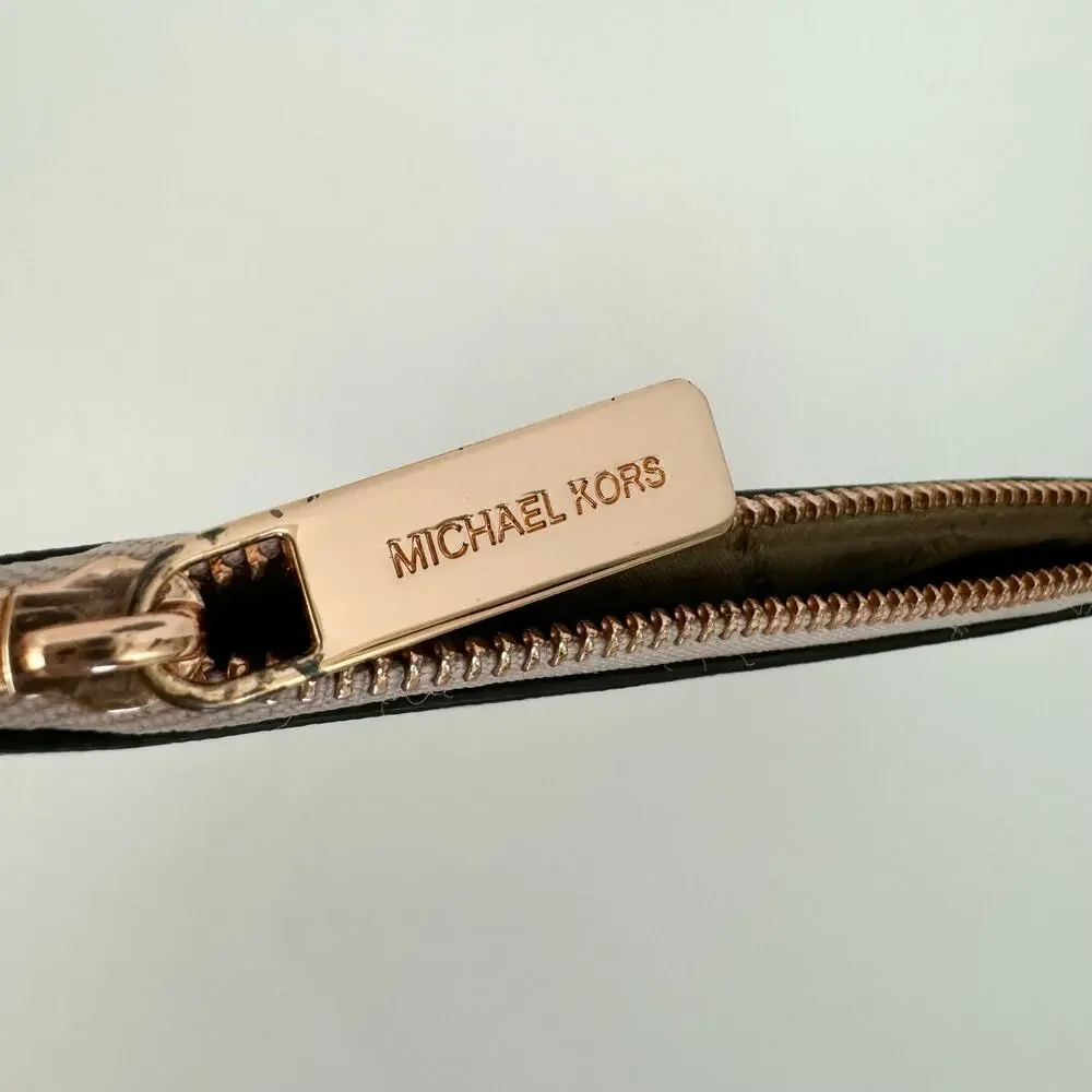 Michael Kors Saffiano Leather Zip Flat Wallet Pouch Card Holder